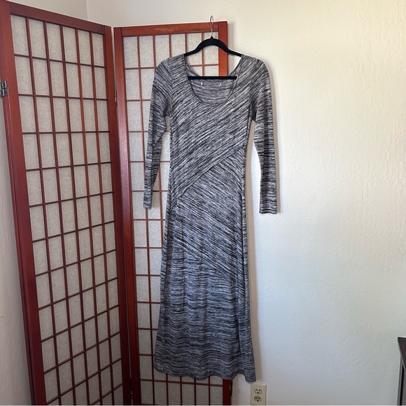 grey scoop neck dress MELISSA SWEATER MIDI DRESS CHARCOAL GREY  Line & Dot
